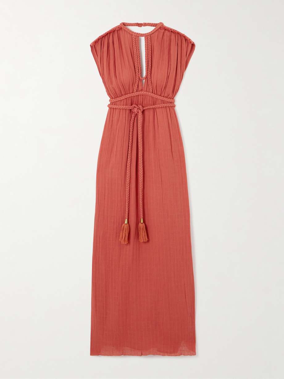joya open-back braided cotton-gauze maxi dress