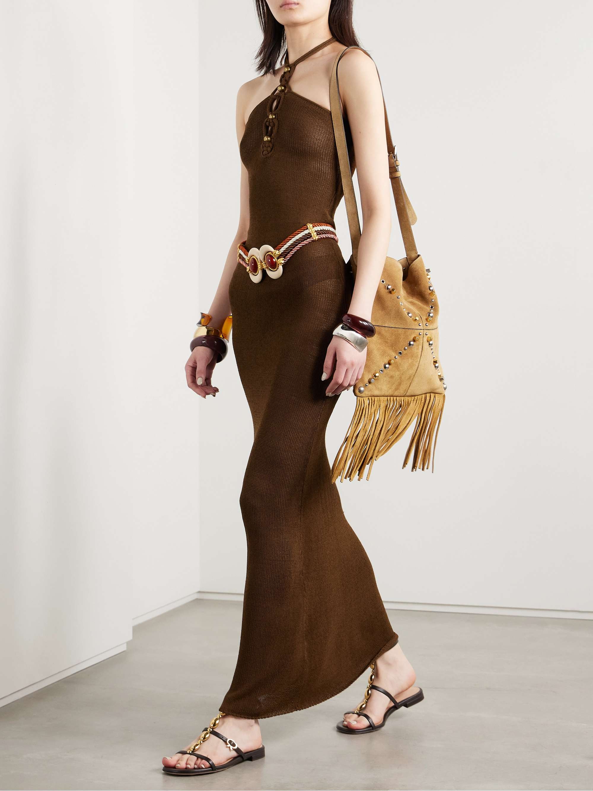 ISABEL MARANT Eileen embellished knitted halterneck maxi ISABEL MARANT Eileen embellished knitted halterneck maxi