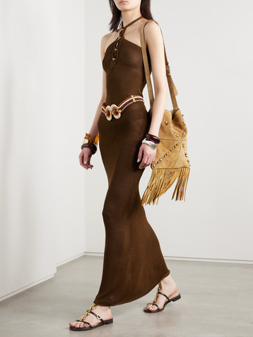Isabel Marant Eileen embellished knitted halterneck maxi dress