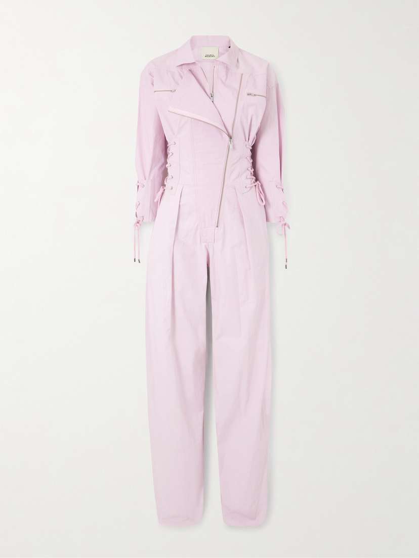 Isabel Marant Irianna Lace-up Pleated Cotton-canvas Jumpsuit