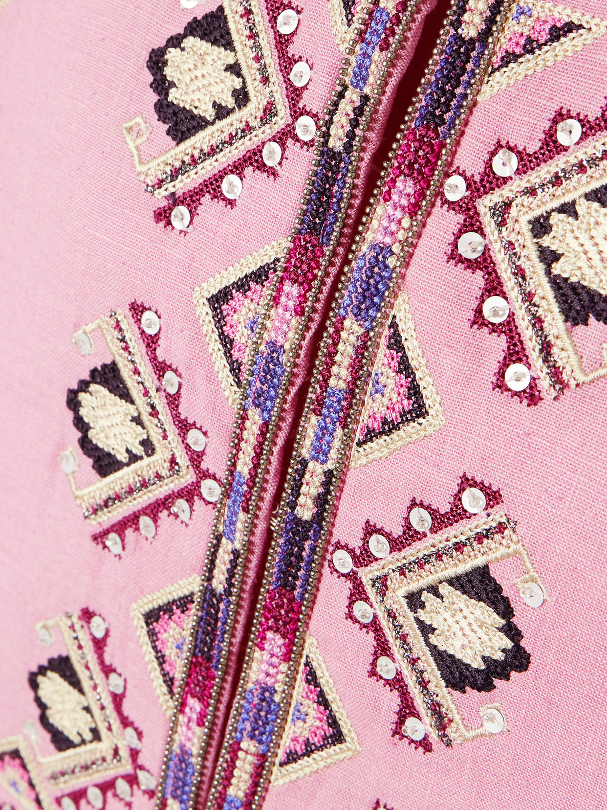 ISABEL MARANT ZAORI CROPPED EMBELLISHED EMBROIDERED SILK-GAUZE VEST