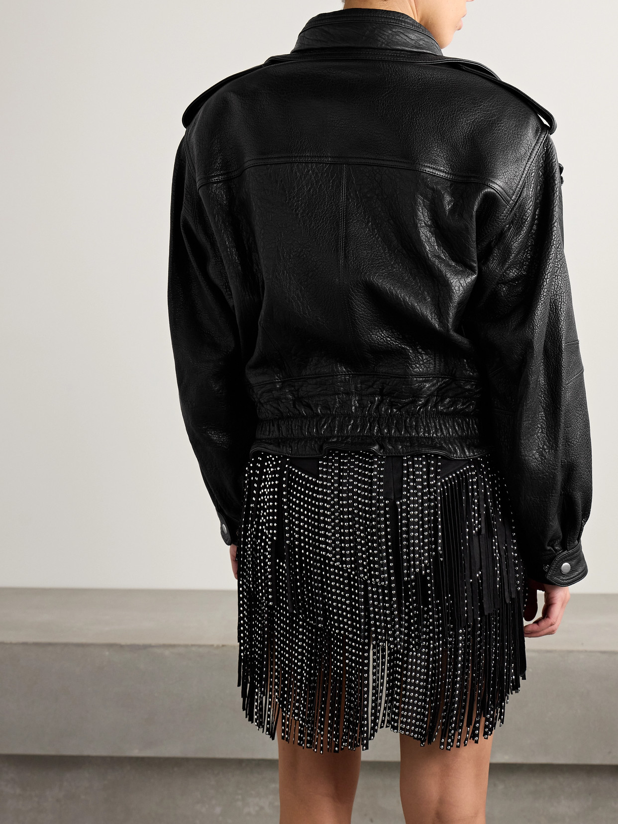 ISABEL MARANT ANELI LAYERED TEXTURED-LEATHER JACKET