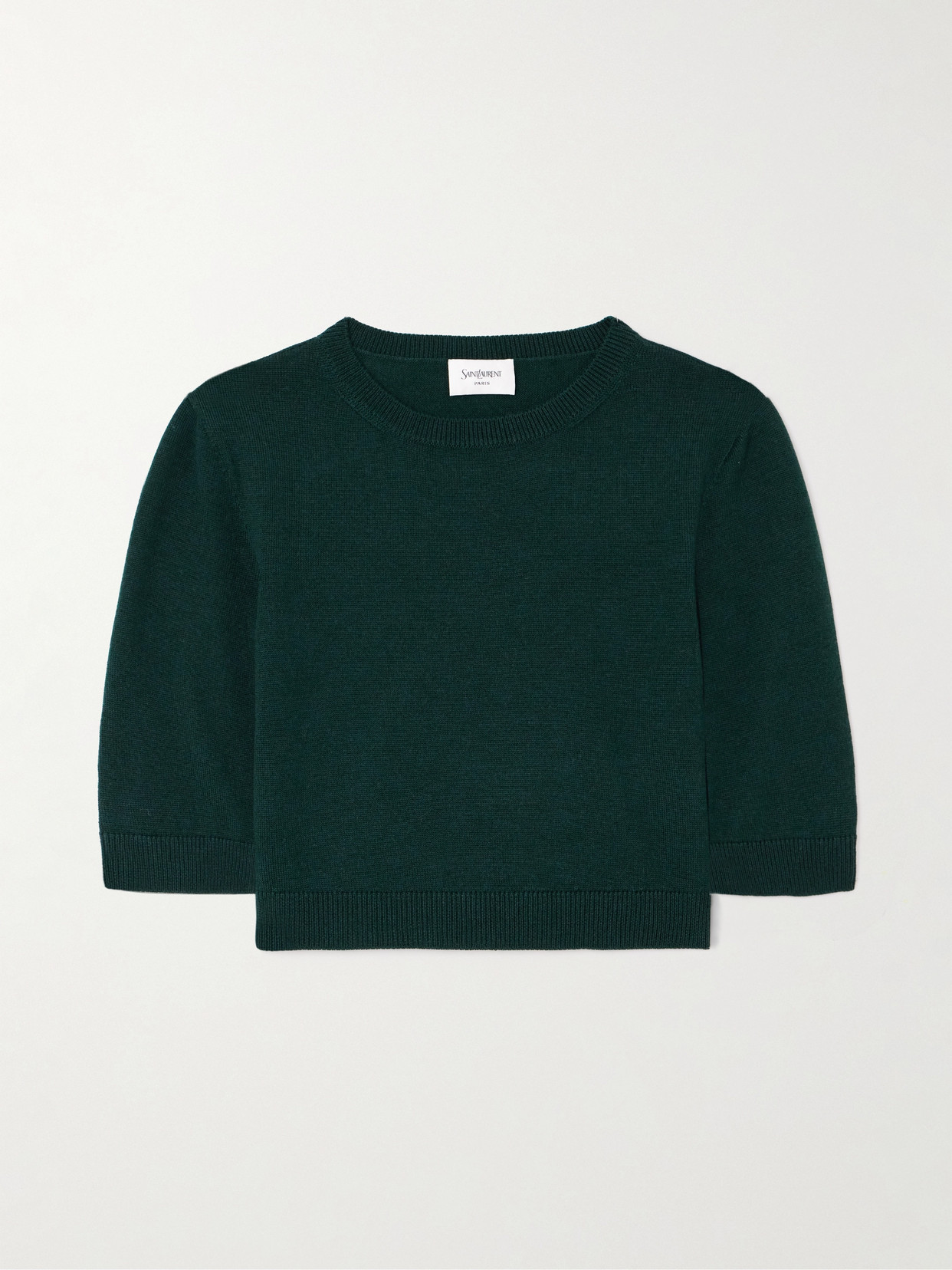 SAINT LAURENT - Cropped Wool Sweater - Forest green