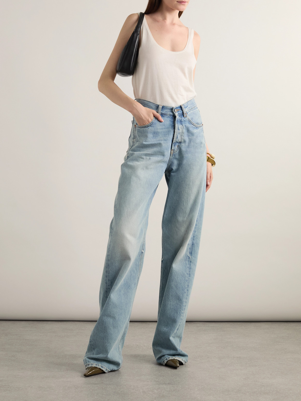 Saint Laurent Wool, Cashmere And Silk-blend Tank Top In Ivory