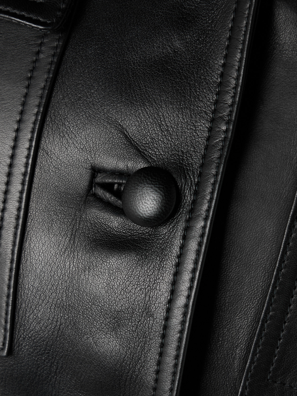 Saint Laurent Belted Leather Biker Jacket In Black