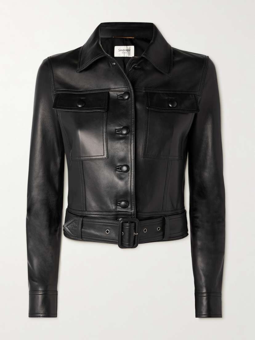 Saint Laurent Belted Leather Biker Jacket