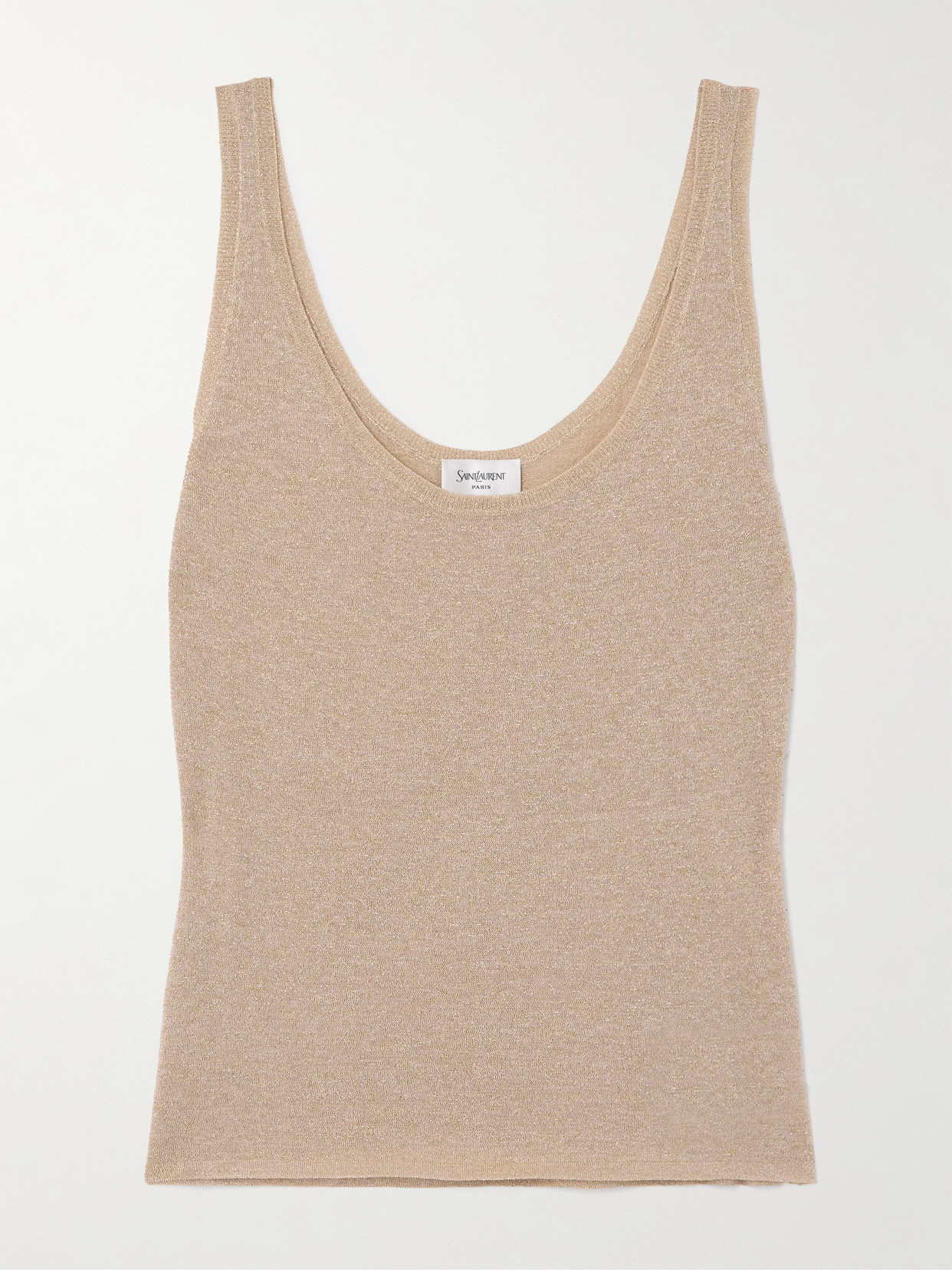 Saint Laurent Metallic Knitted Tank In Neutrals