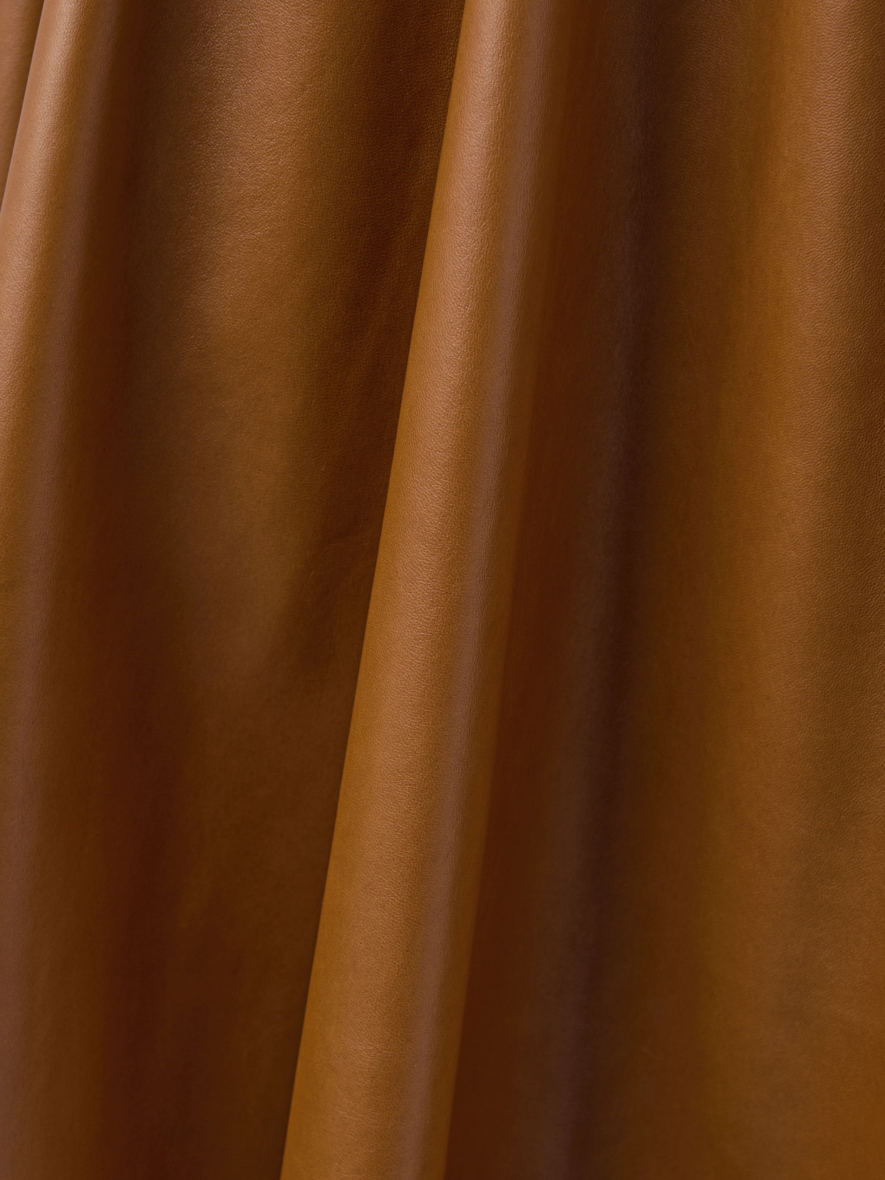 Saint Laurent Lambskin Midi Skirt Gathered Detailing In Brown