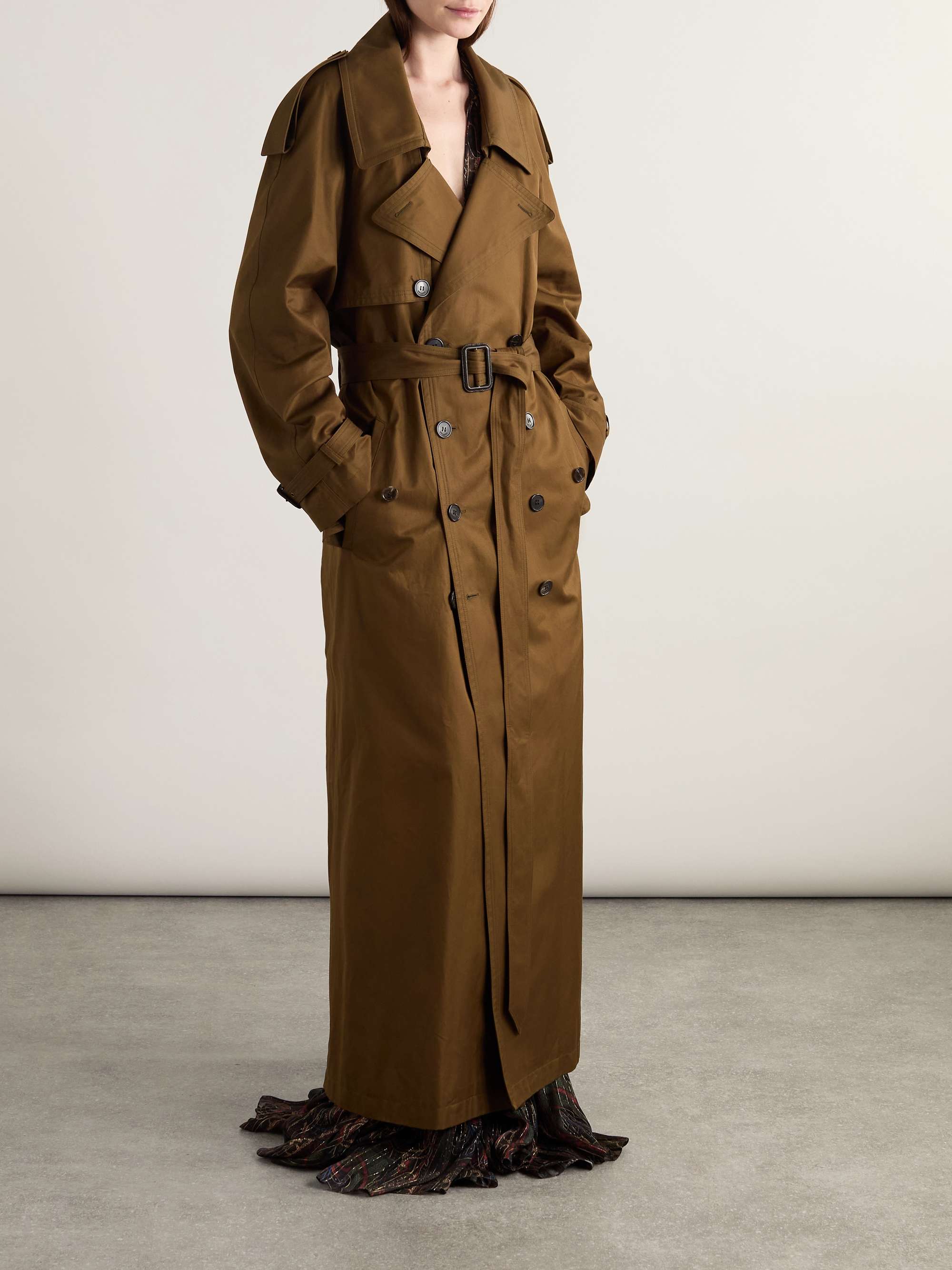 SAINT LAURENT Oversized belted cotton-twill trench coat SAINT LAURENT Oversized belted cotton-twill trench coat
