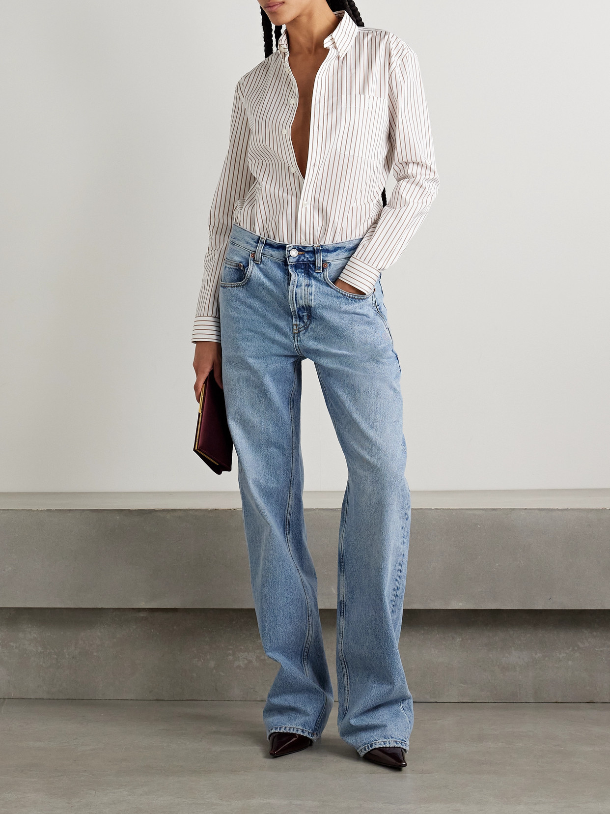Saint Laurent Women's Embroidered Poplin Shirt In White