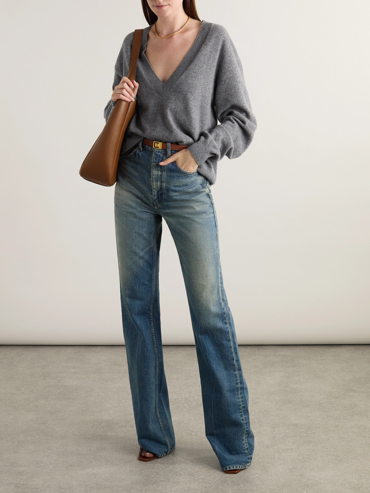 Saint Laurent Wool Sweater In Gray
