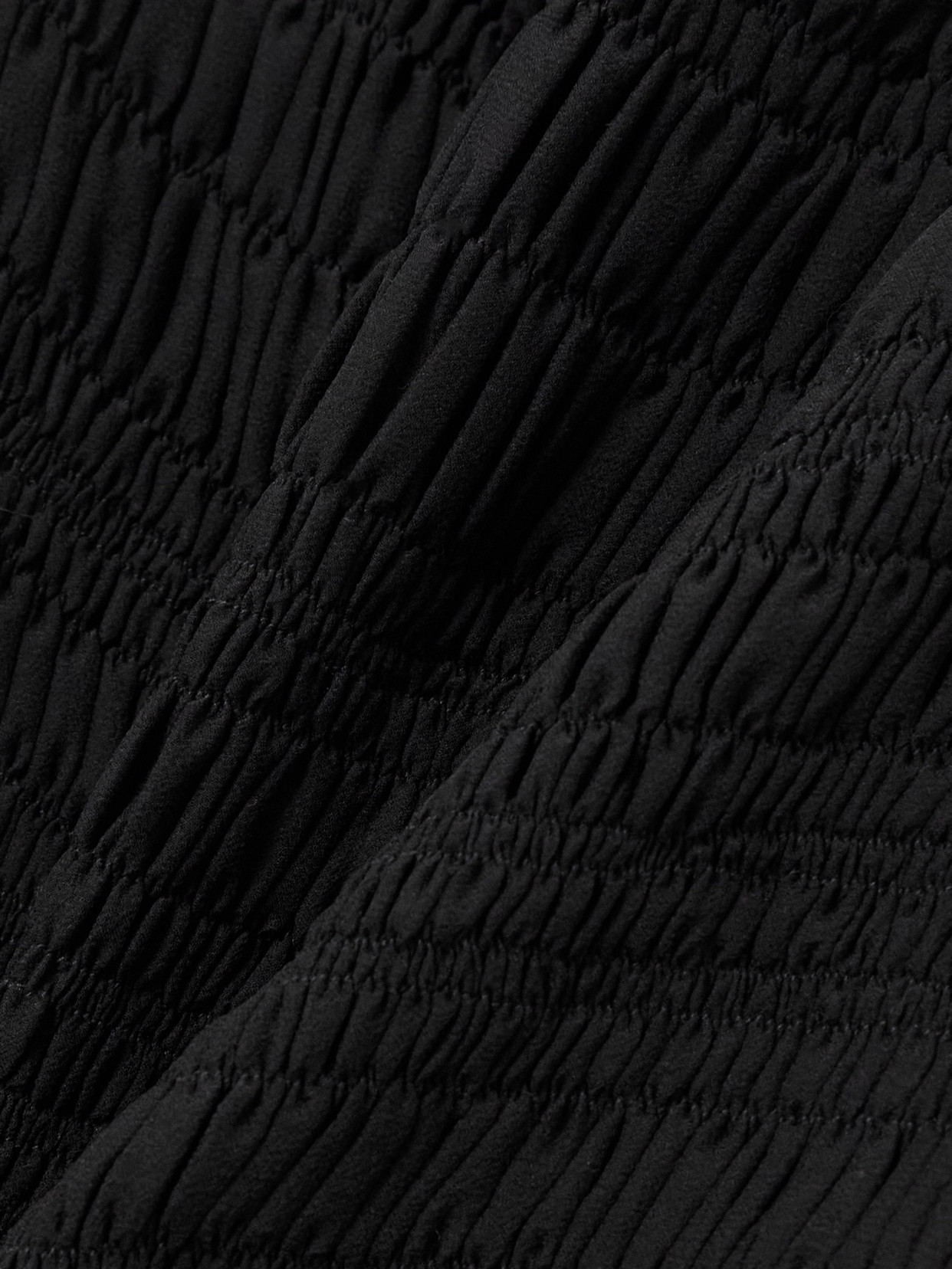 Saint Laurent Silk Smocked Mini Dress In Black