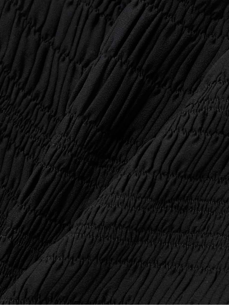 smocked ruffled silk-crepon mini dress