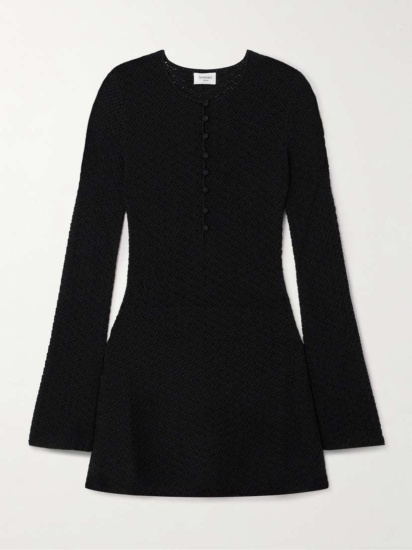 Saint Laurent Open-knit Wool-blend Mini Dress