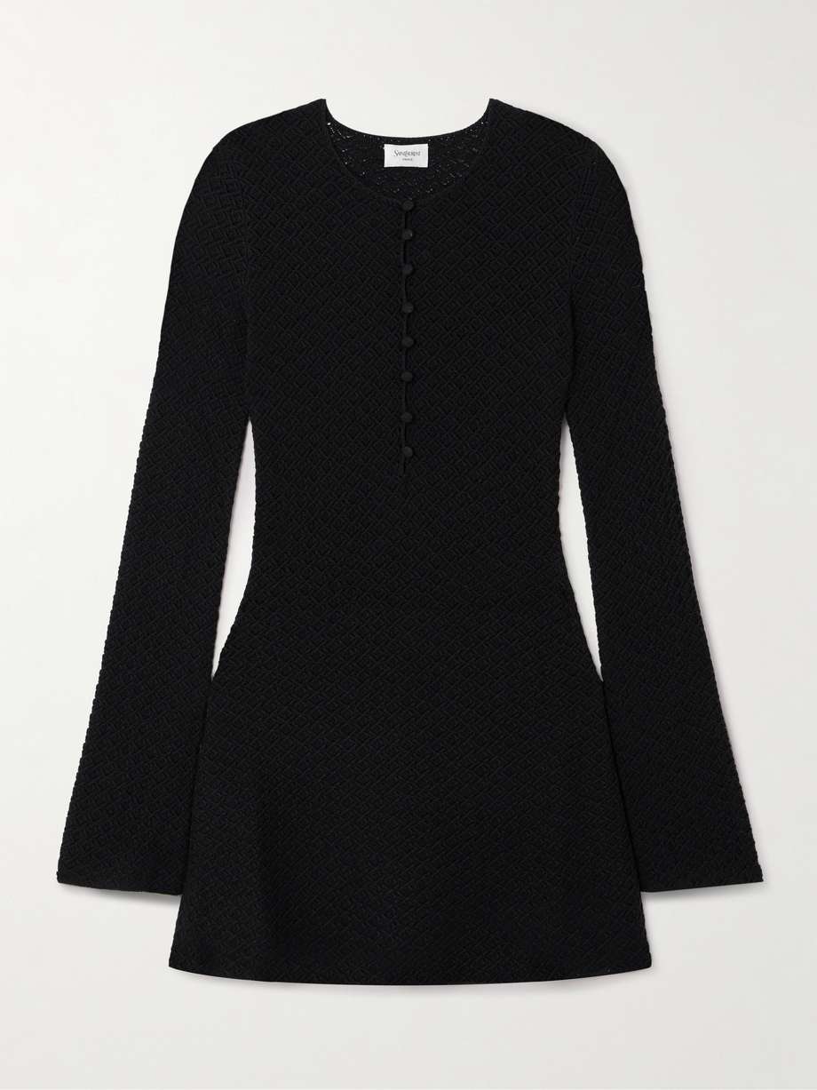 open-knit wool-blend mini dress