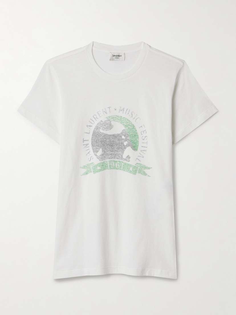 Saint Laurent Printed Cotton-jersey T-shirt