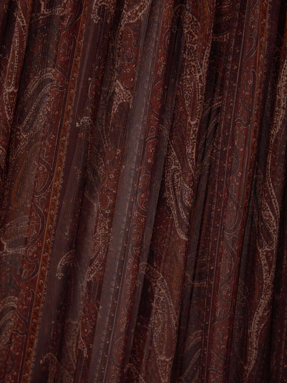 shirred paisley-print silk-chiffon maxi dress