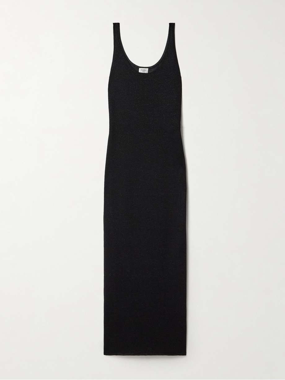 metallic knitted maxi dress