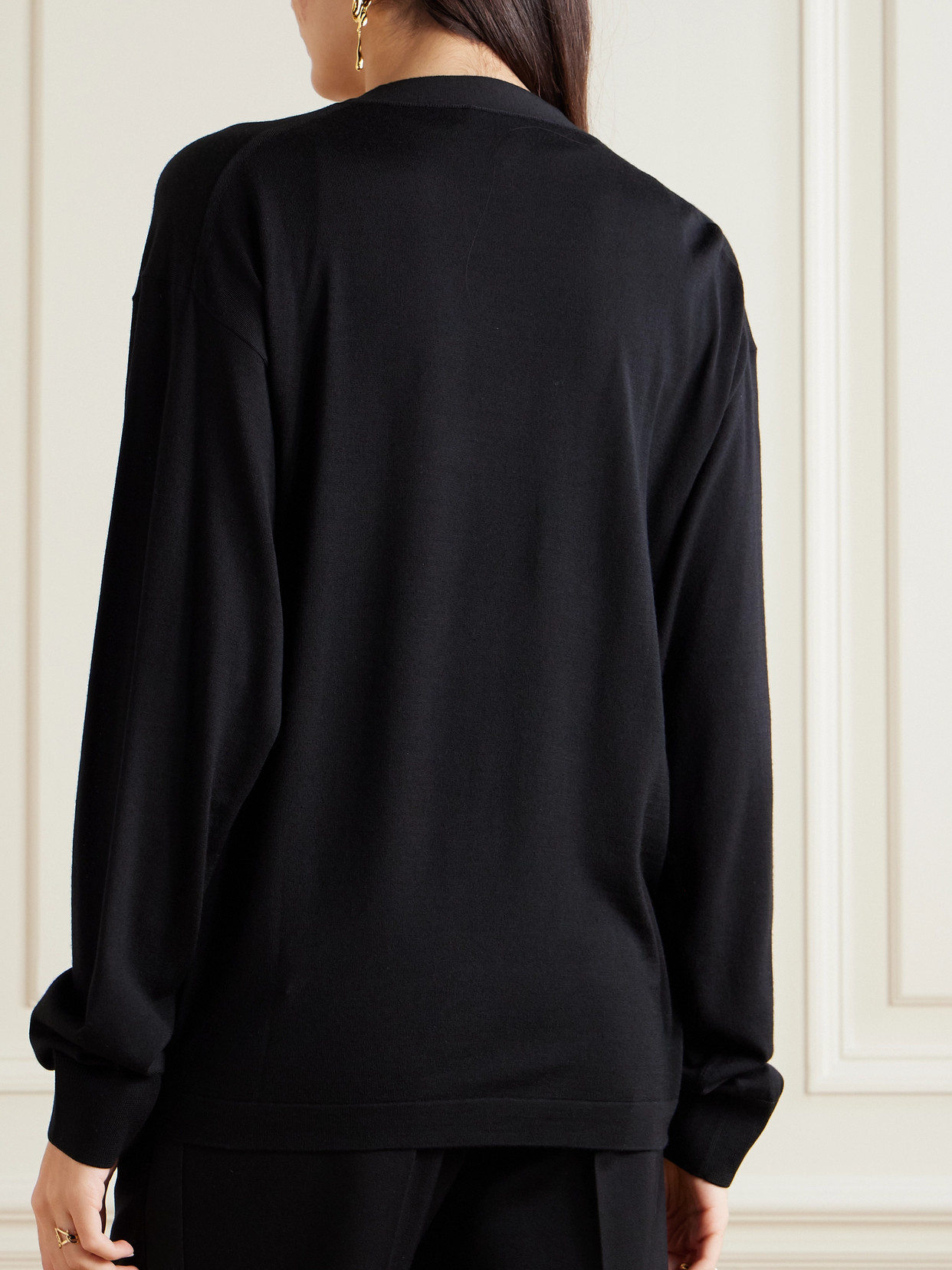 Saint Laurent Wool Cardigan In Black