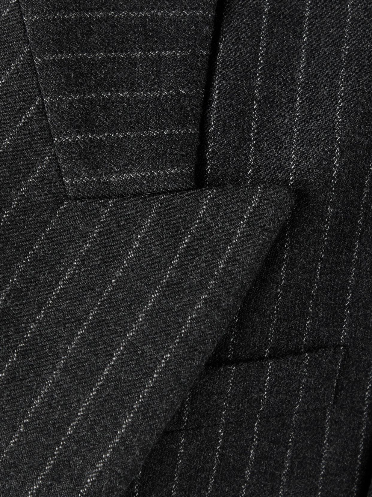 Saint Laurent Oversized Double-breasted Pinstriped Wool-flannel Blazer In Gray