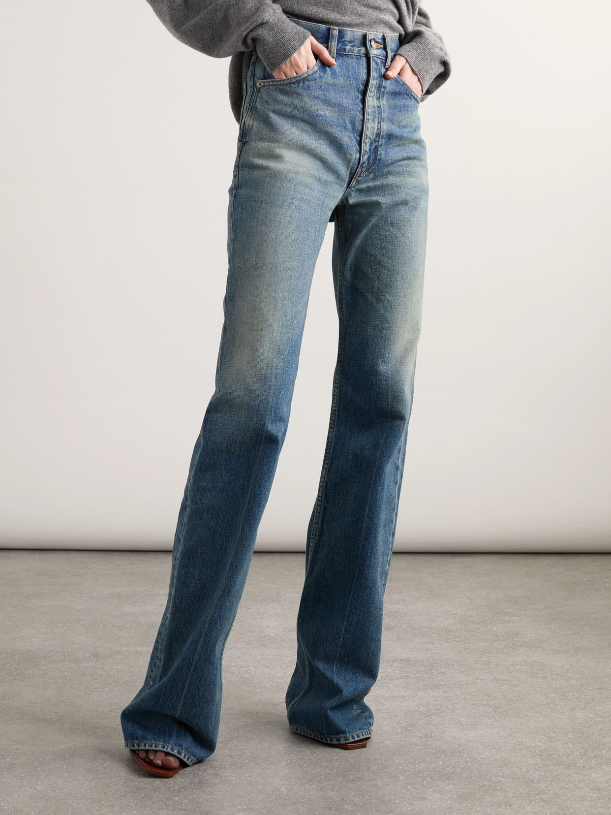 Saint Laurent High-rise Bootcut Jeans In Blue