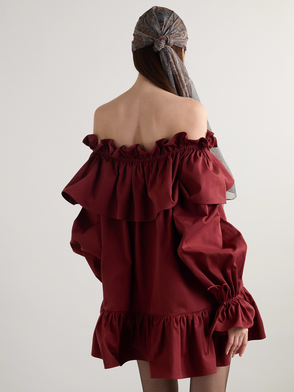Saint Laurent Cotton Twill Mini Dress In Red
