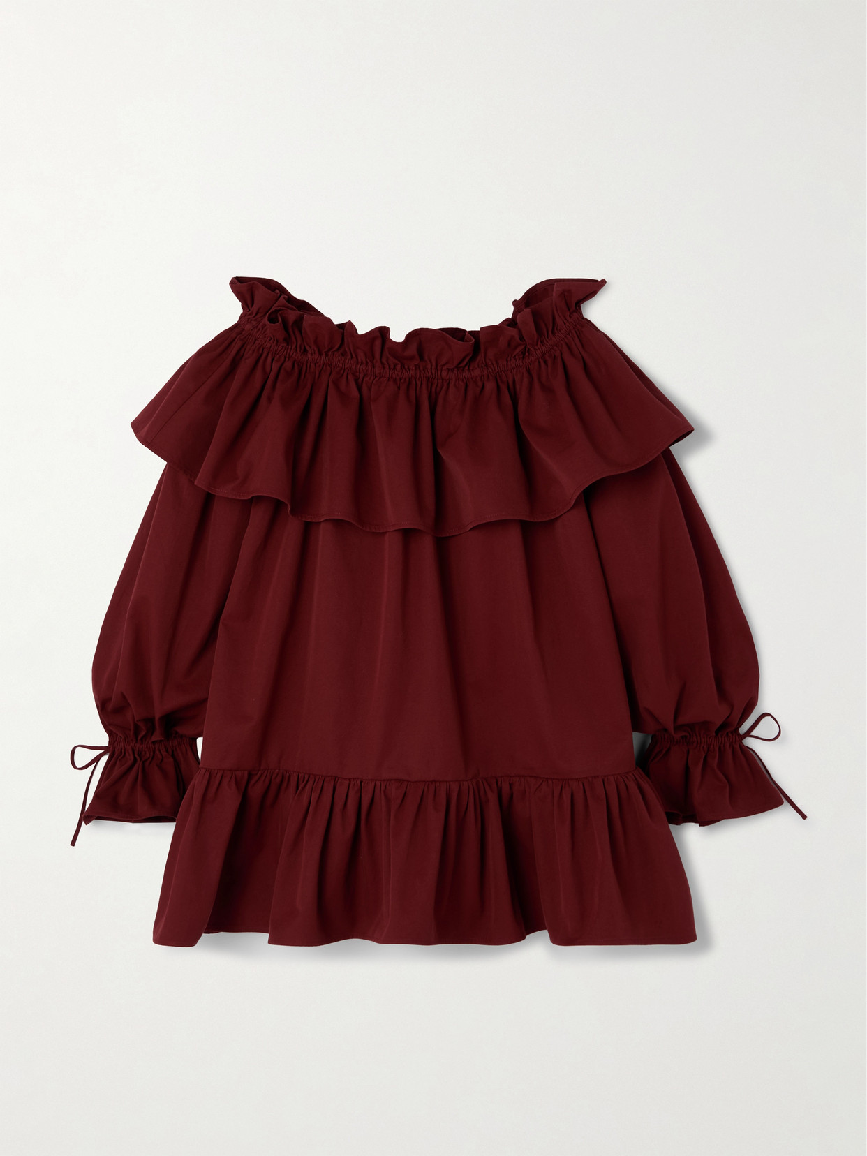 Saint Laurent Cotton Twill Mini Dress In Red