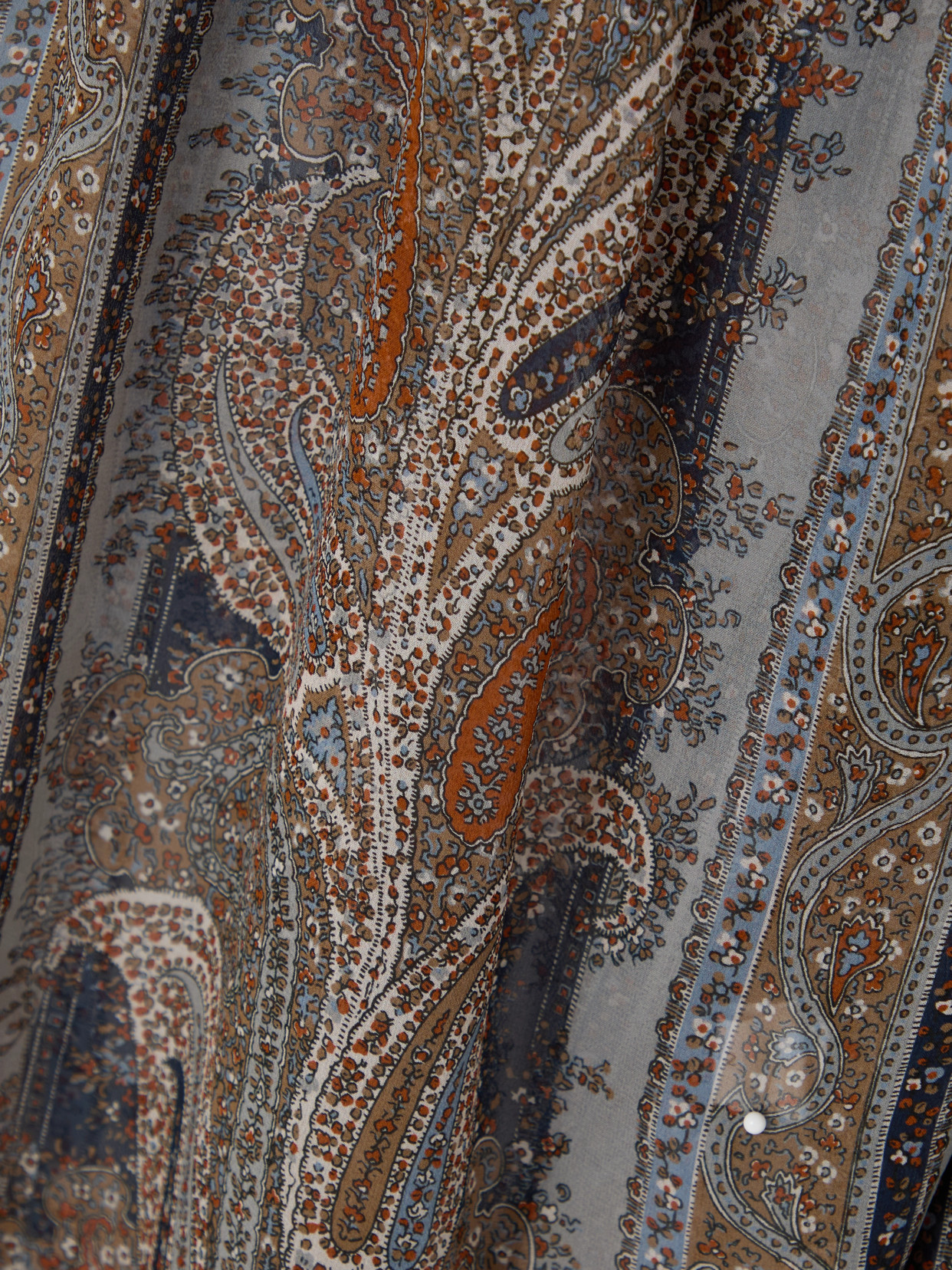 Saint Laurent Paisley Button Down Sheer Blouse In Multi