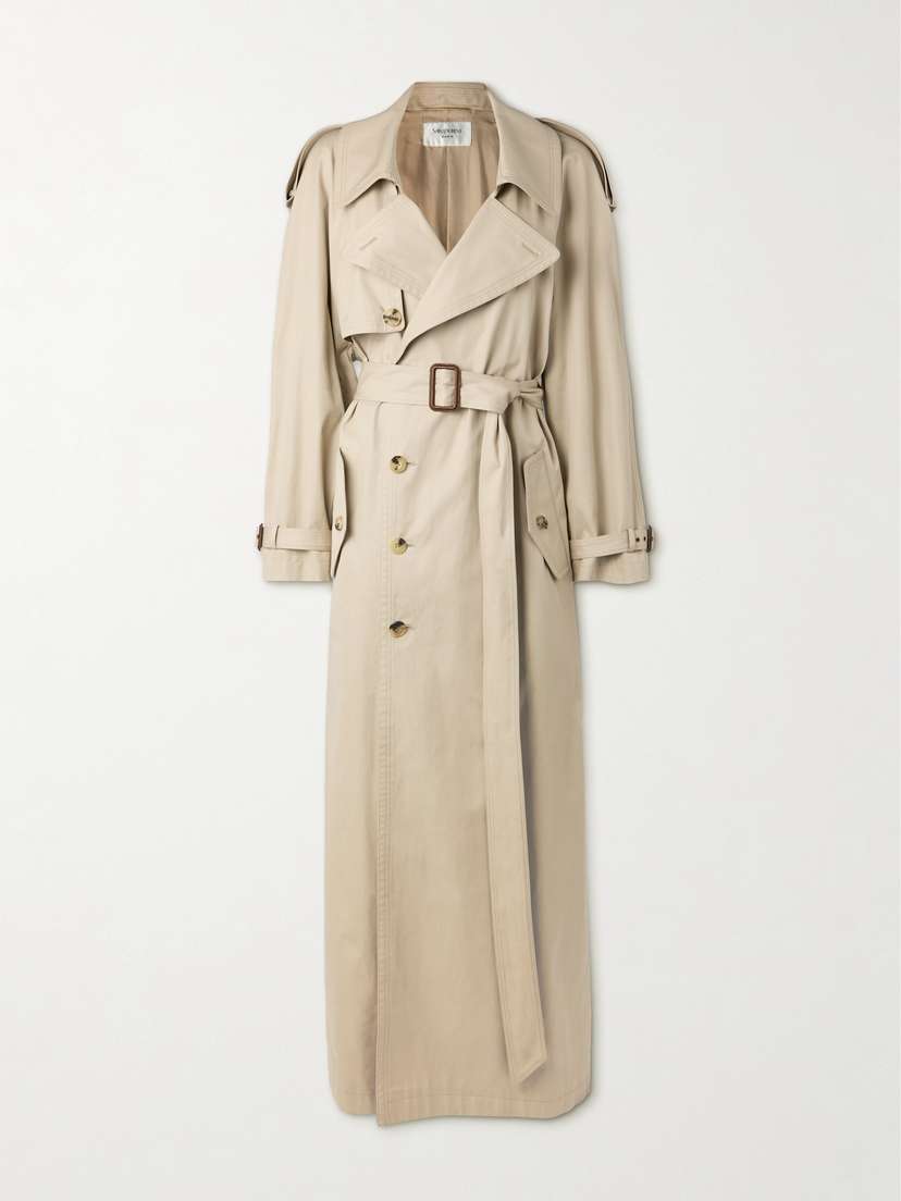 Saint Laurent Oversized Belted Cotton-twill Trench Coat