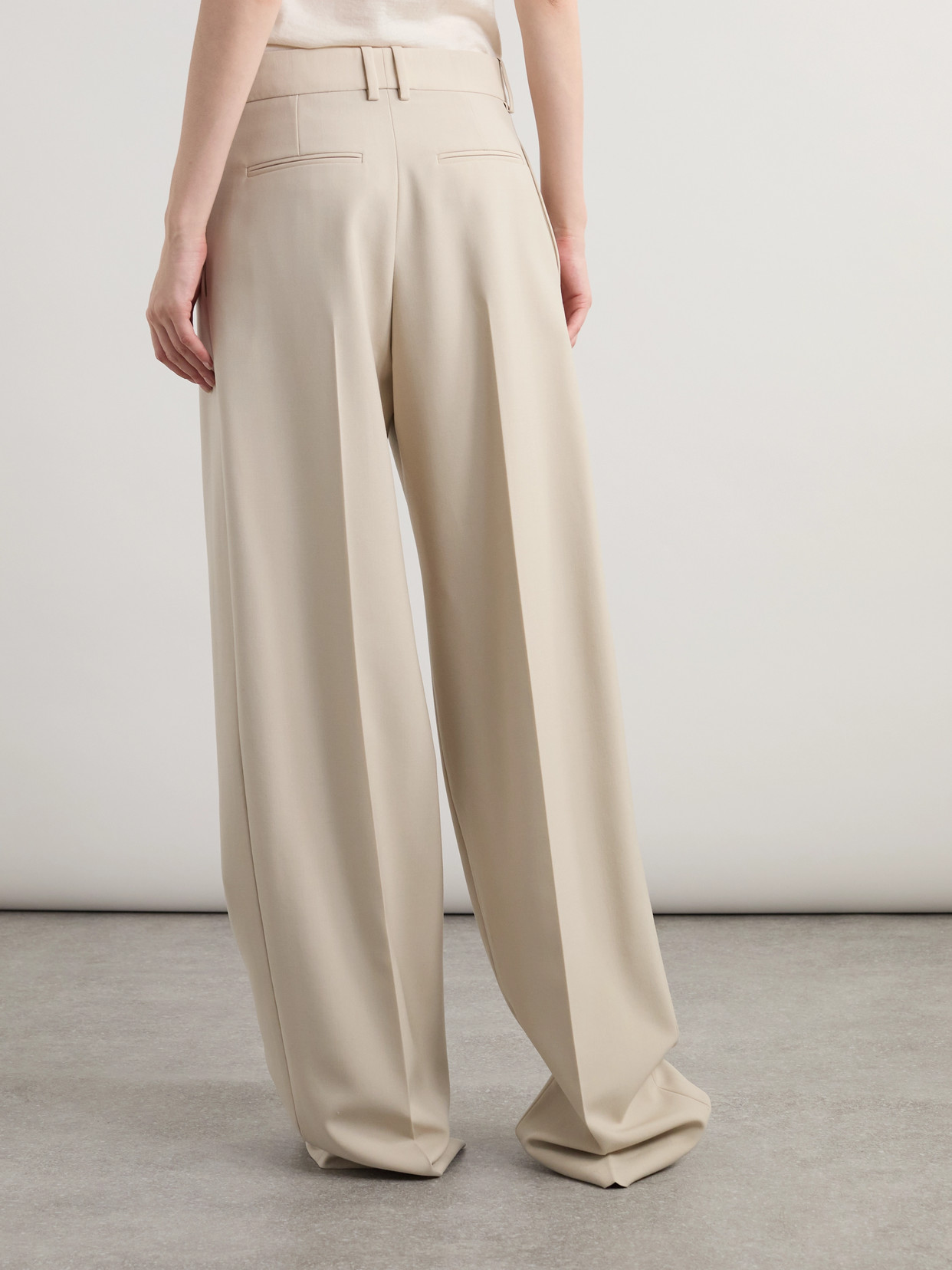 Saint Laurent Pleated Wool Straight-leg Pants In Neutrals
