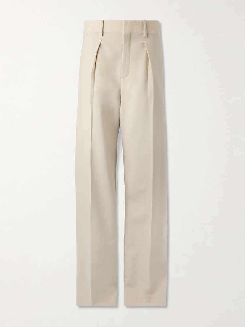 Saint Laurent Pleated Wool Straight-leg Pants
