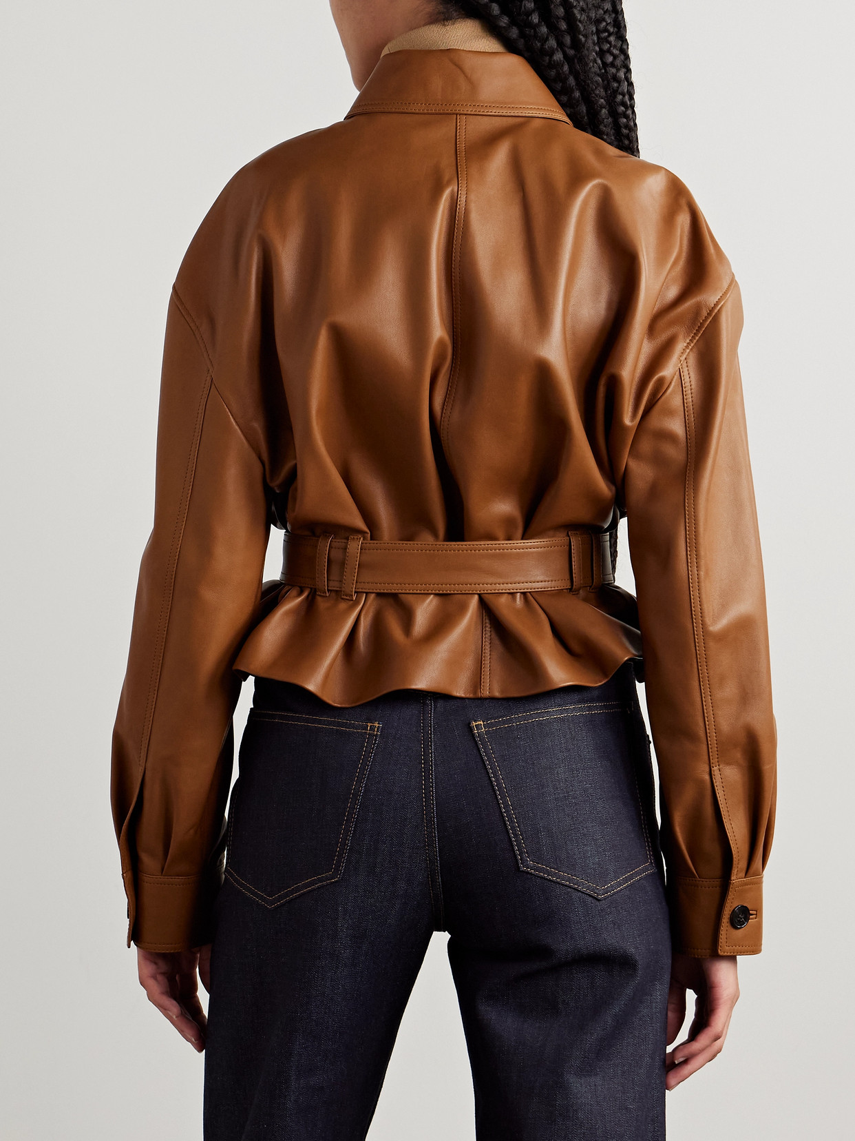 Saint Laurent Saharienne Brown Jacket With Pointed Collar And Adjustable And Removable Waist Belt In Leather Woman In Brown