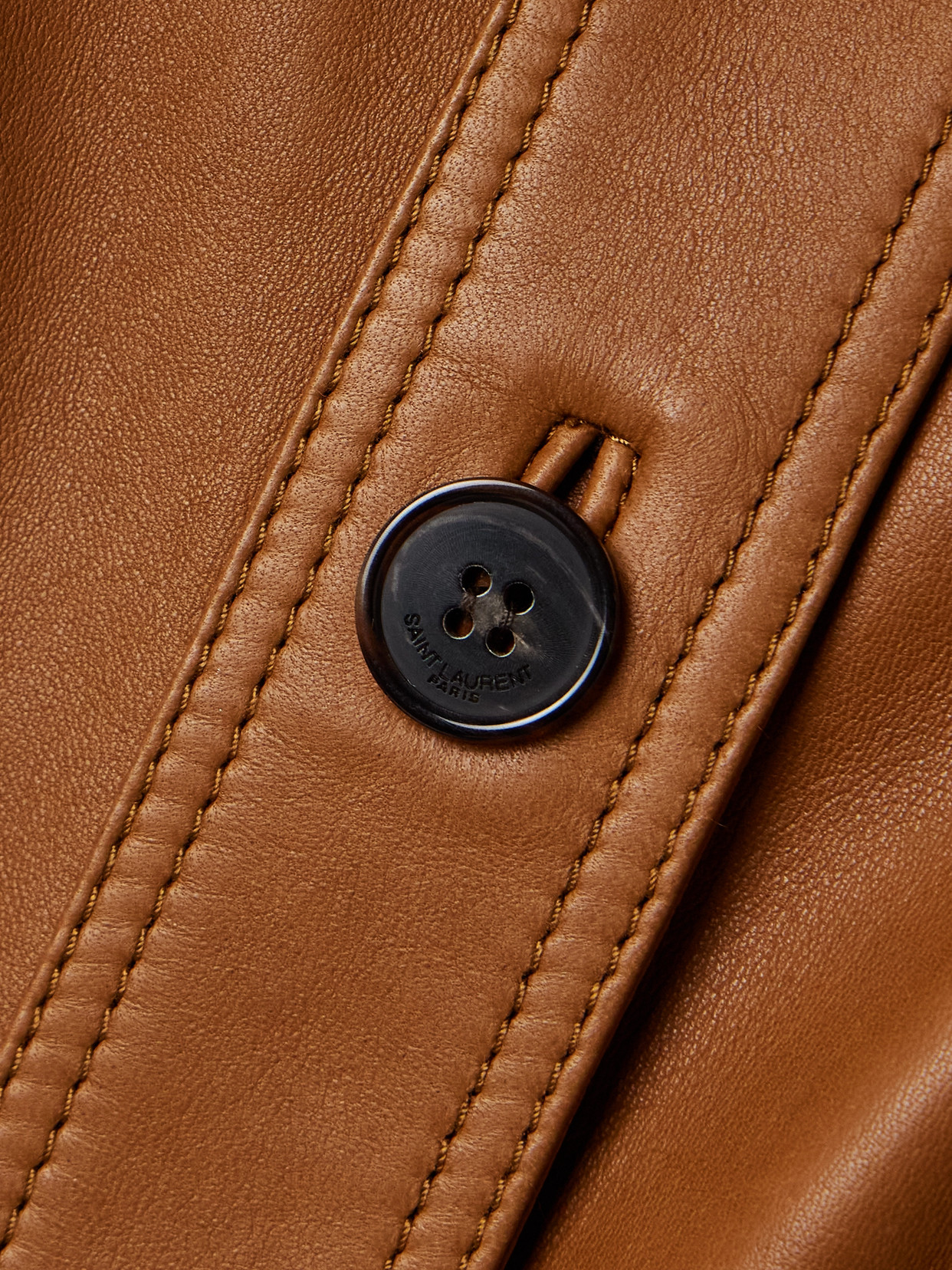Saint Laurent Saharienne Brown Jacket With Pointed Collar And Adjustable And Removable Waist Belt In Leather Woman In Brown