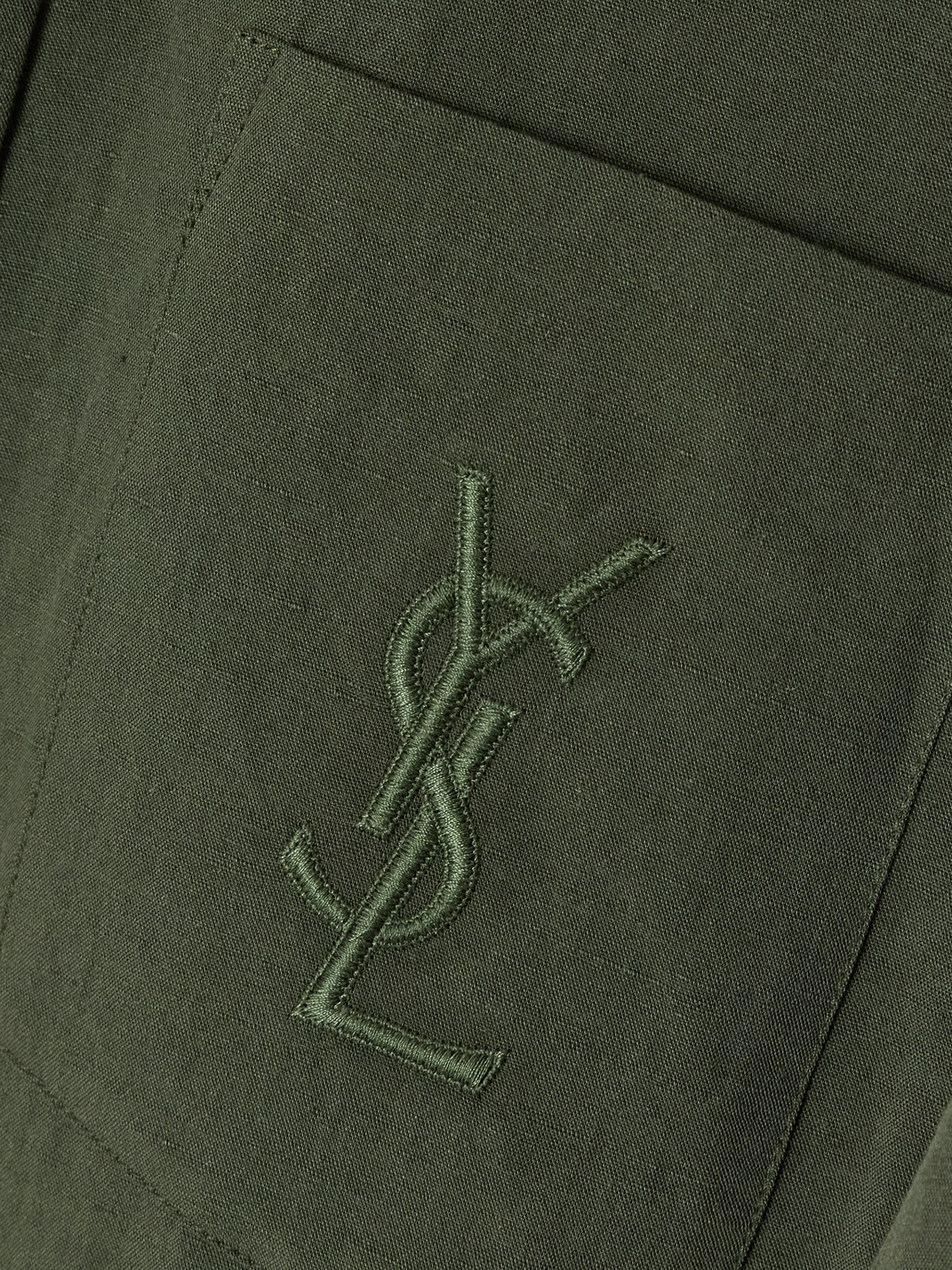 Saint Laurent Linen And Cotton "cassandre" Shirt In Green
