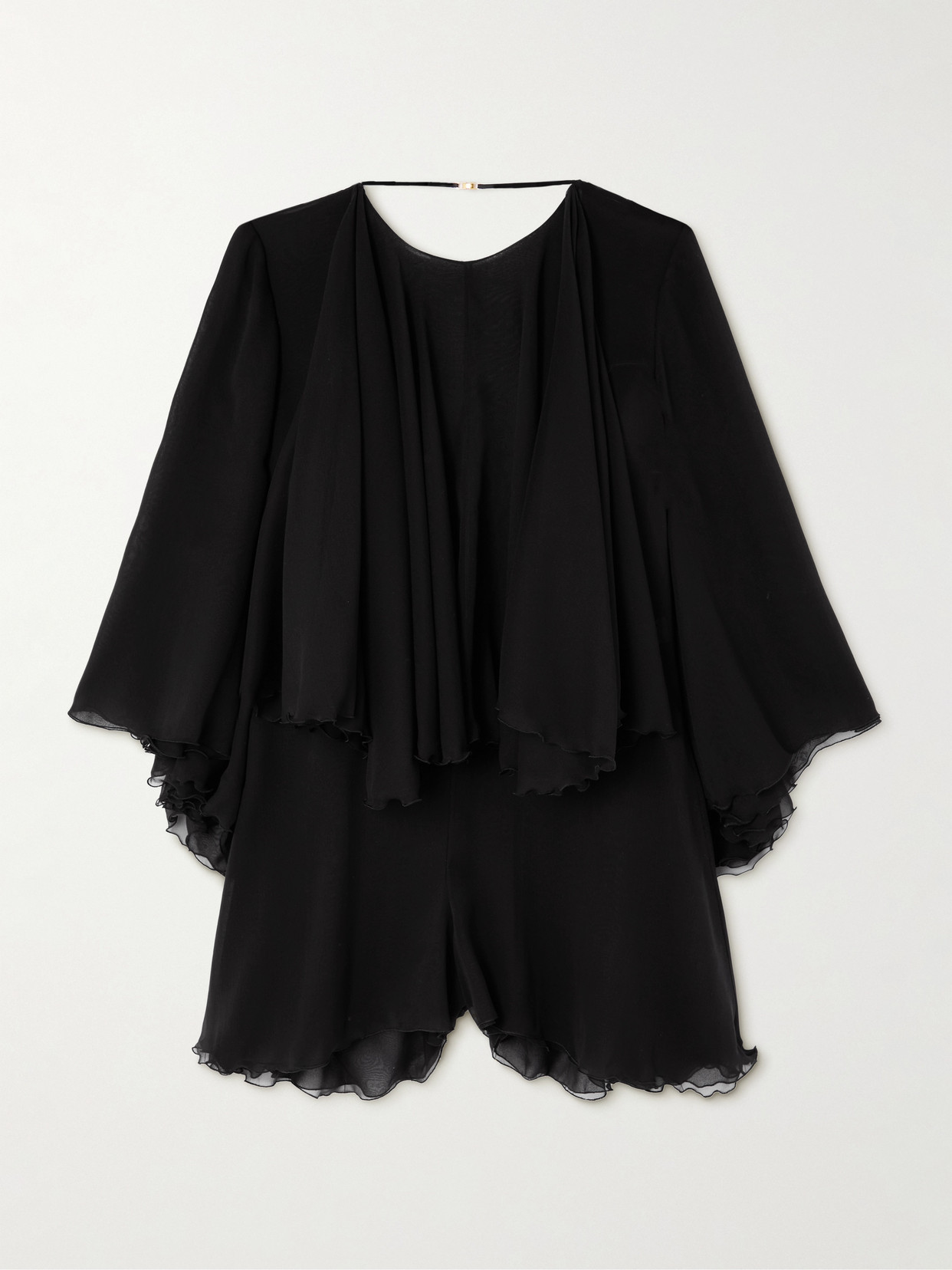 Saint Laurent Silk-crepe Playsuit In Black