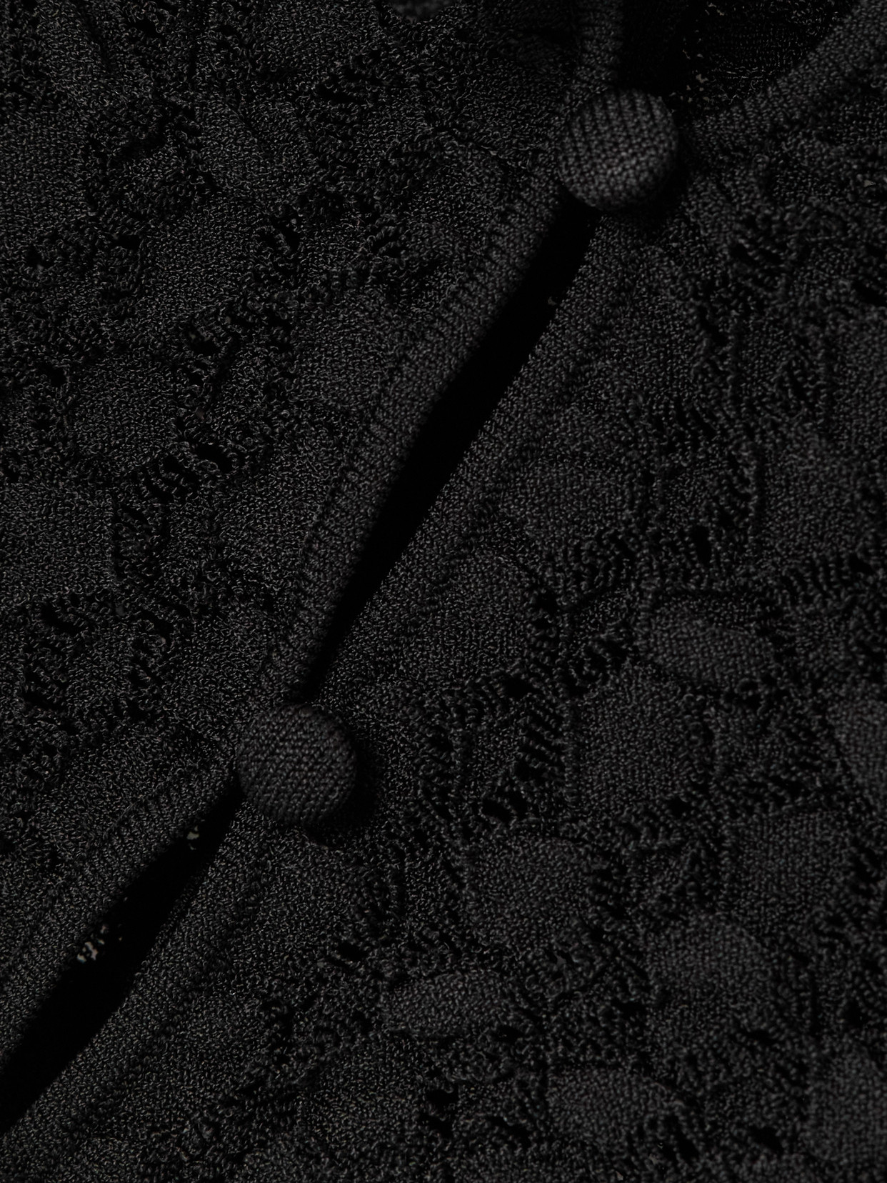 Saint Laurent Cropped Open-knit Top In Black