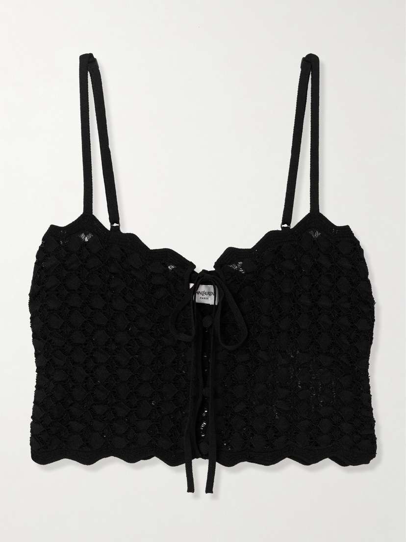 Saint Laurent Cropped Open-knit Top