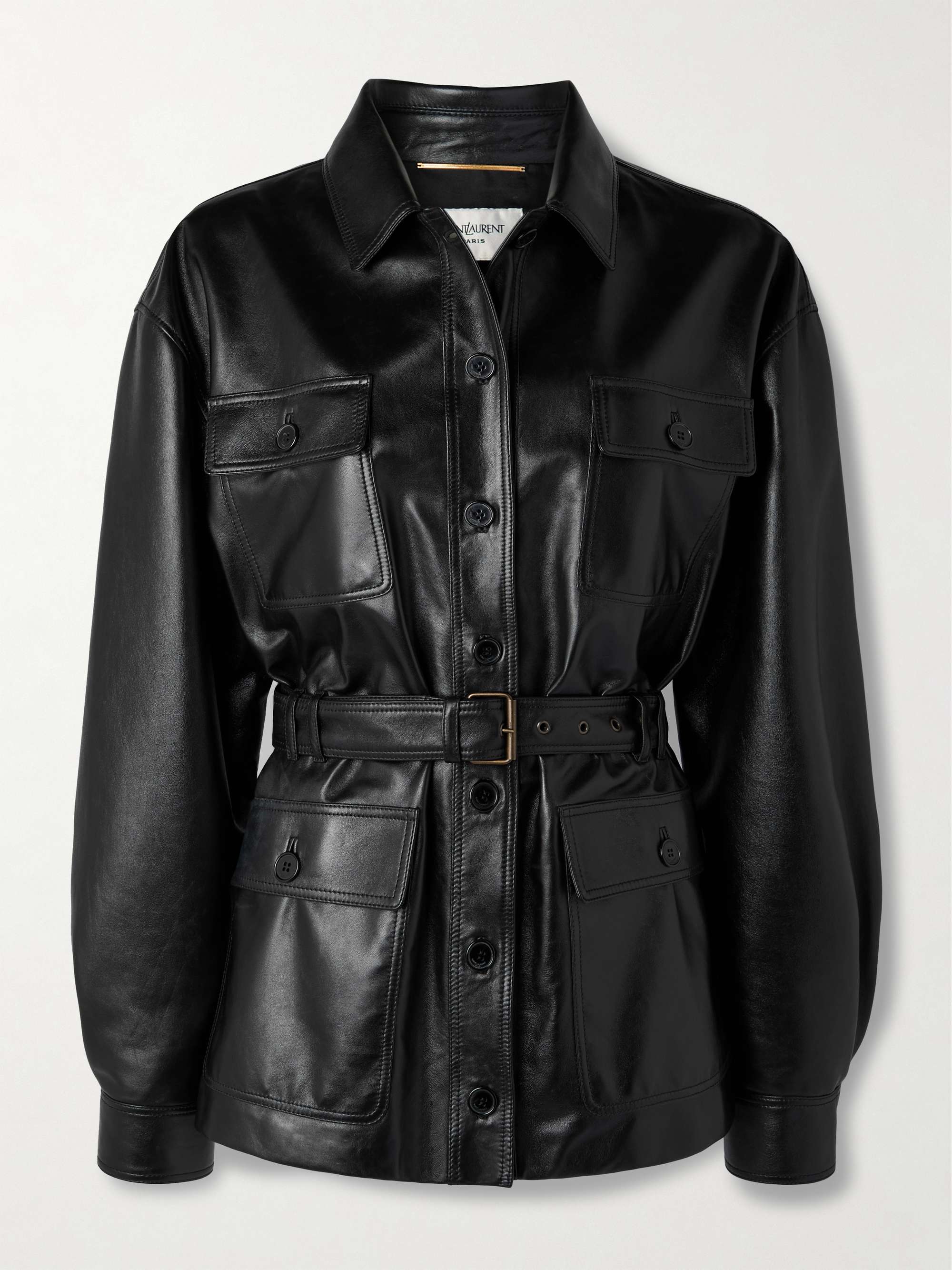 SAINT LAURENT Belted leather jacket | NET-A-PORTER SAINT LAURENT Belted leather jacket | NET-A-PORTER