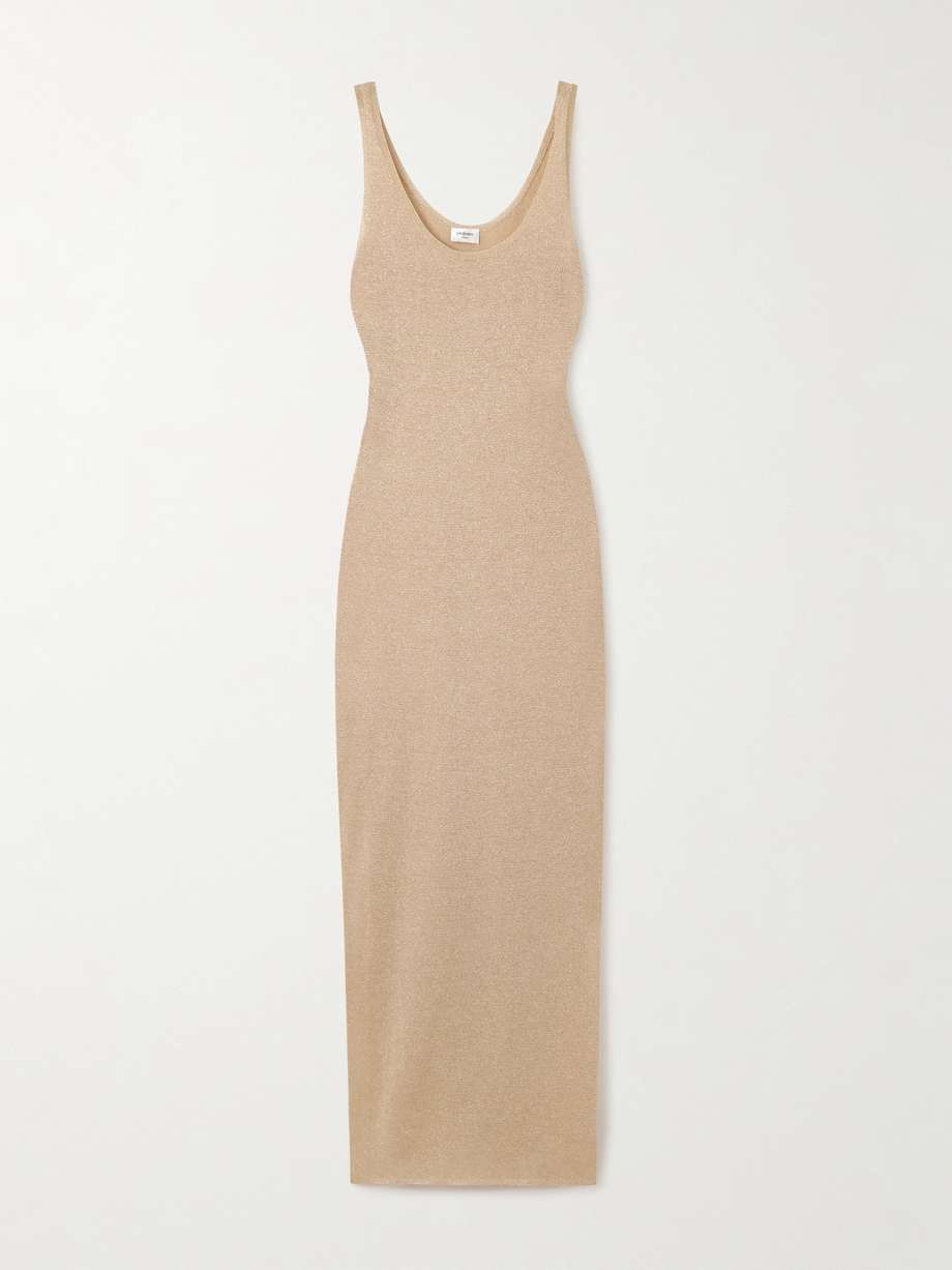 metallic knitted maxi dress
