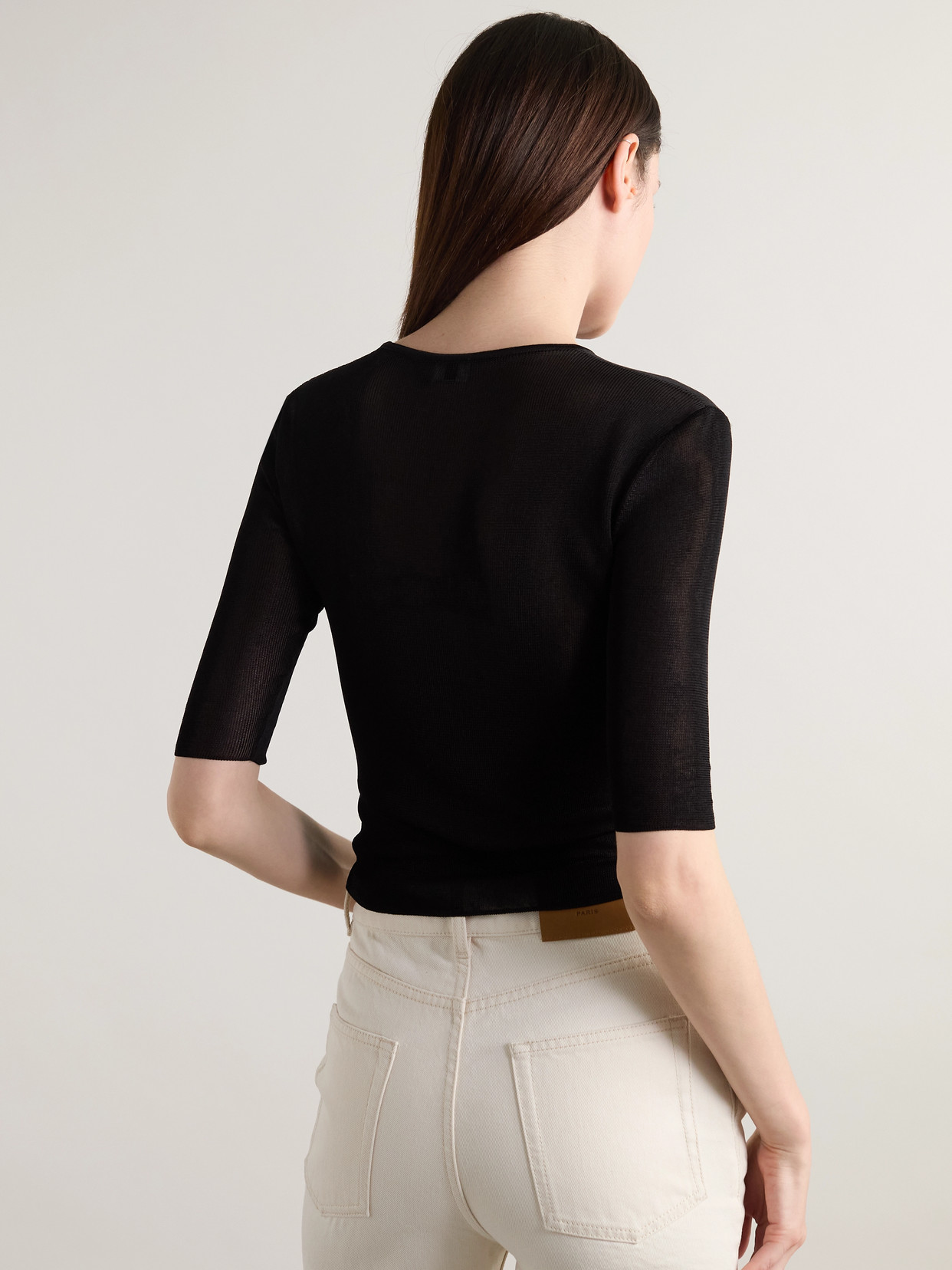 Saint Laurent Knitted Embellished Top In Black