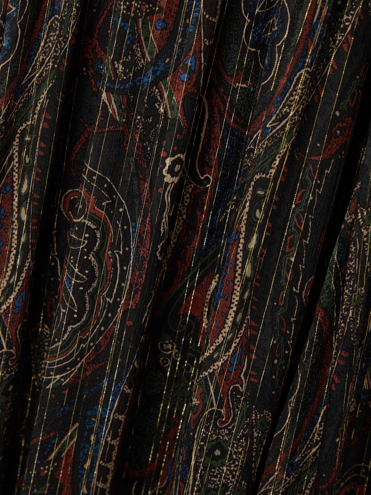 Saint Laurent Pleated Tiered Paisley-print Metallic Silk-blend Georgette Maxi Dress In Black