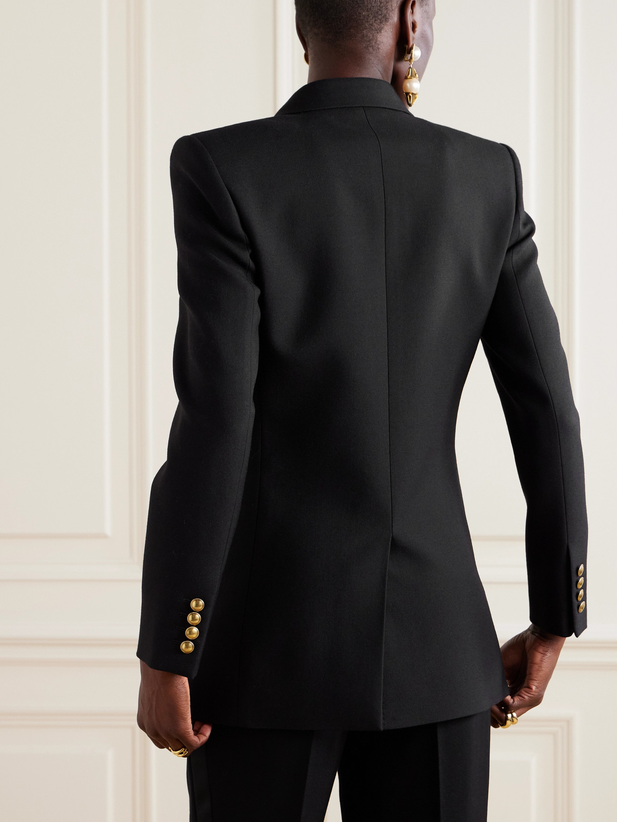 Saint Laurent Women's Woolã² Double-breasted Jacket In Black