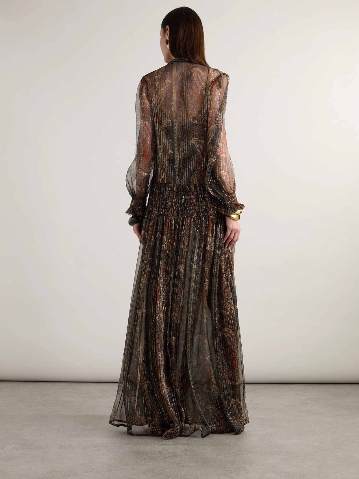 Saint Laurent Long Lavallière Dress In Multi