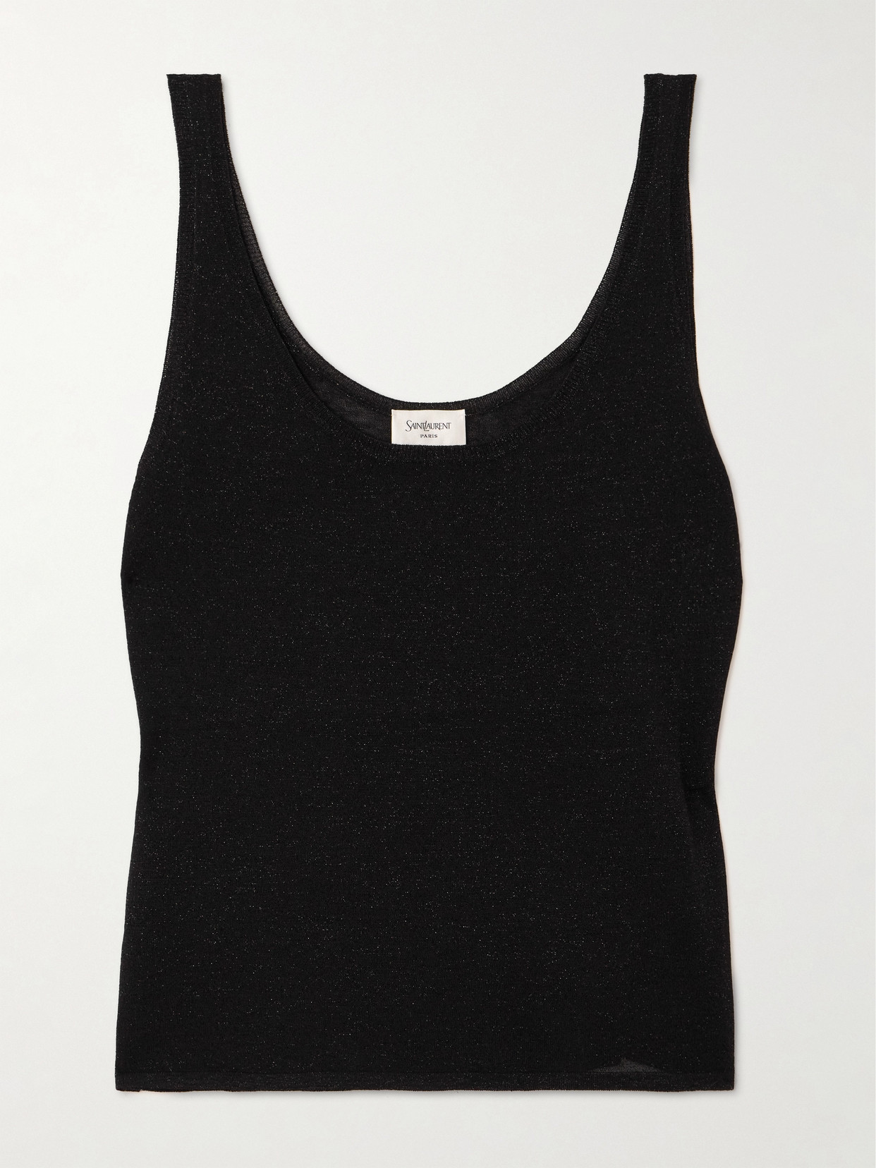 Saint Laurent Metallic Knitted Tank In Black