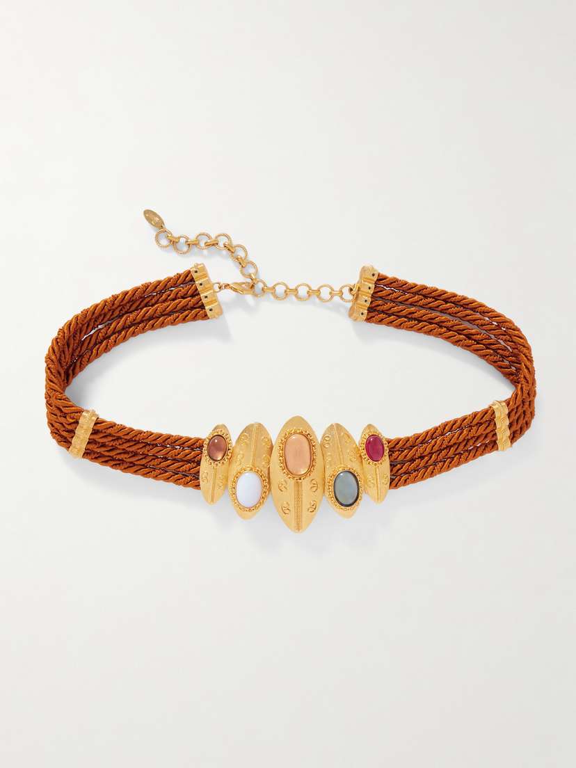 Sonia Petroff Shield Embellished Cord Belt