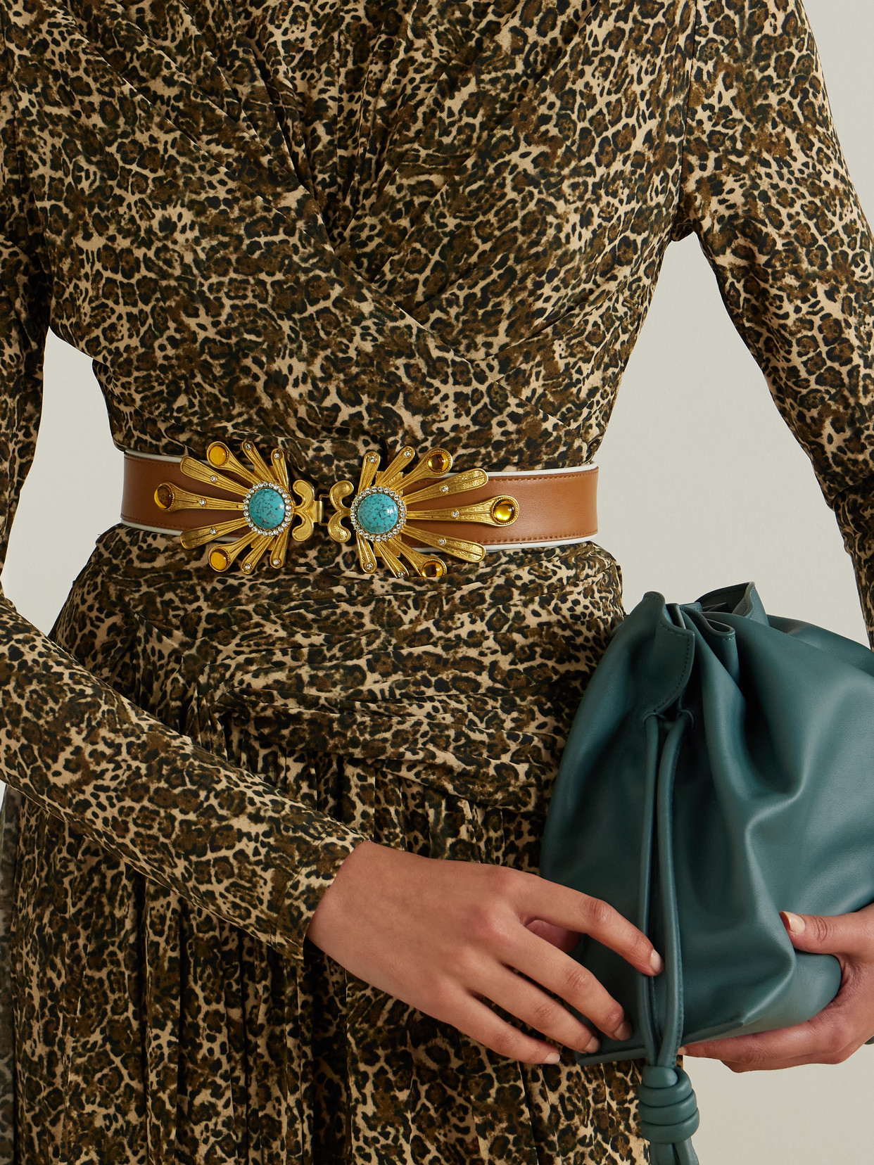 Sonia Petroff Kiss Fish Embellished Leather Belt In Brown