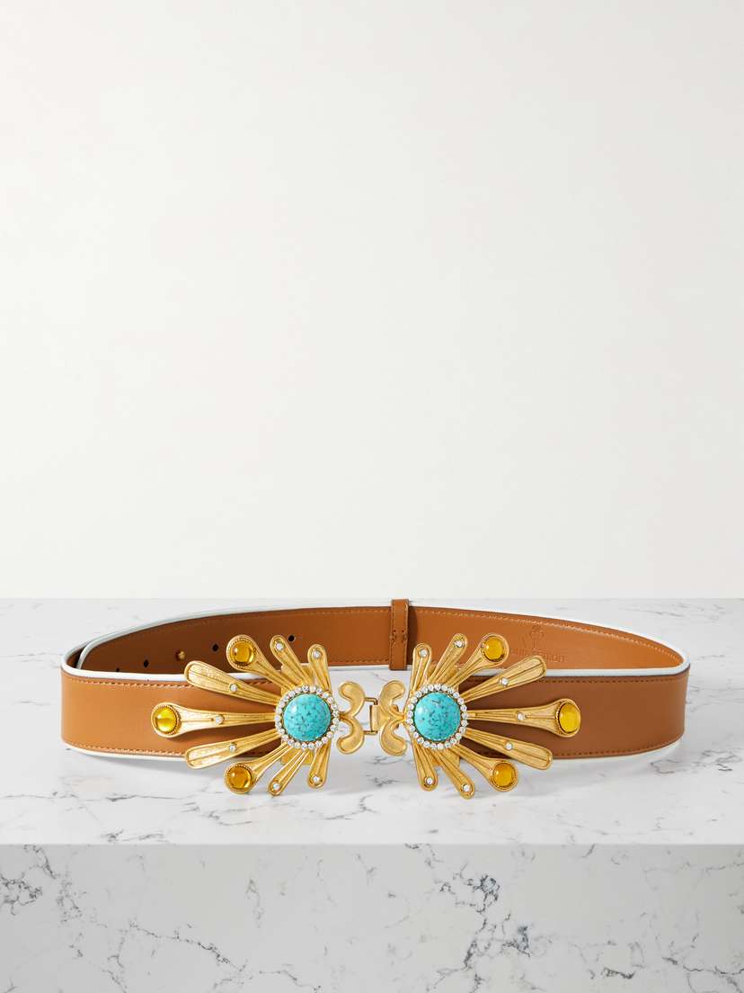 Sonia Petroff Kiss Fish Embellished Leather Belt