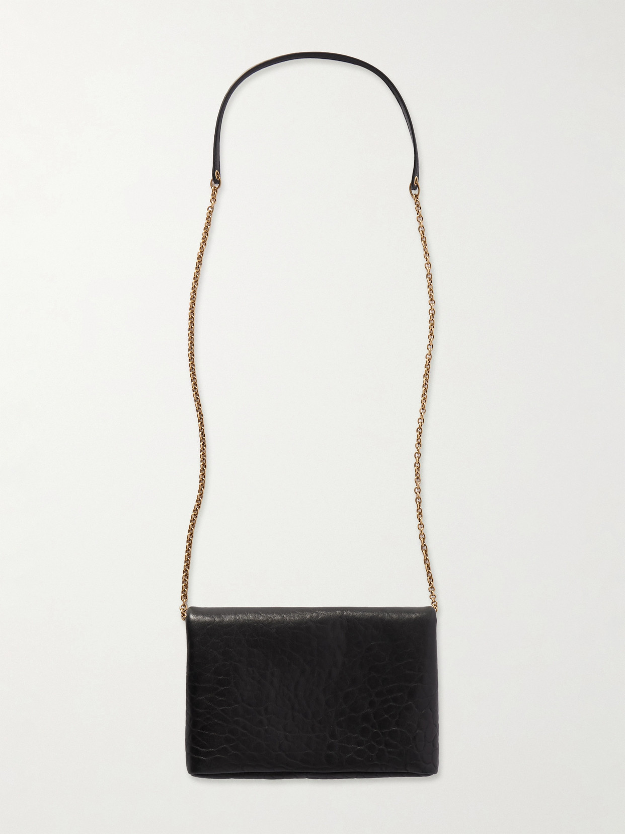 Saint Laurent Cassandre Mini Textured-leather Shoulder Bag In Black
