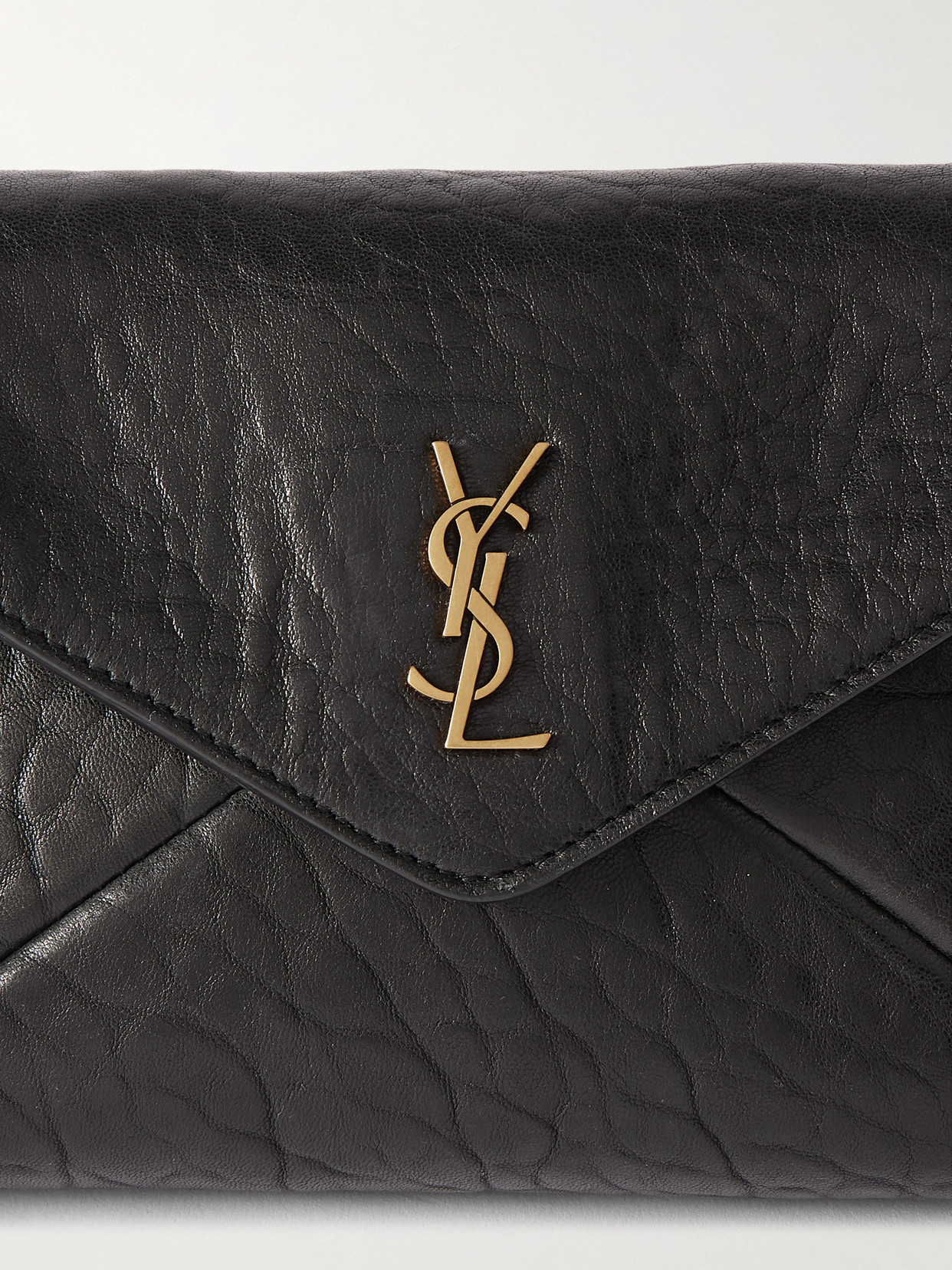Saint Laurent Cassandre Mini Textured-leather Shoulder Bag In Black