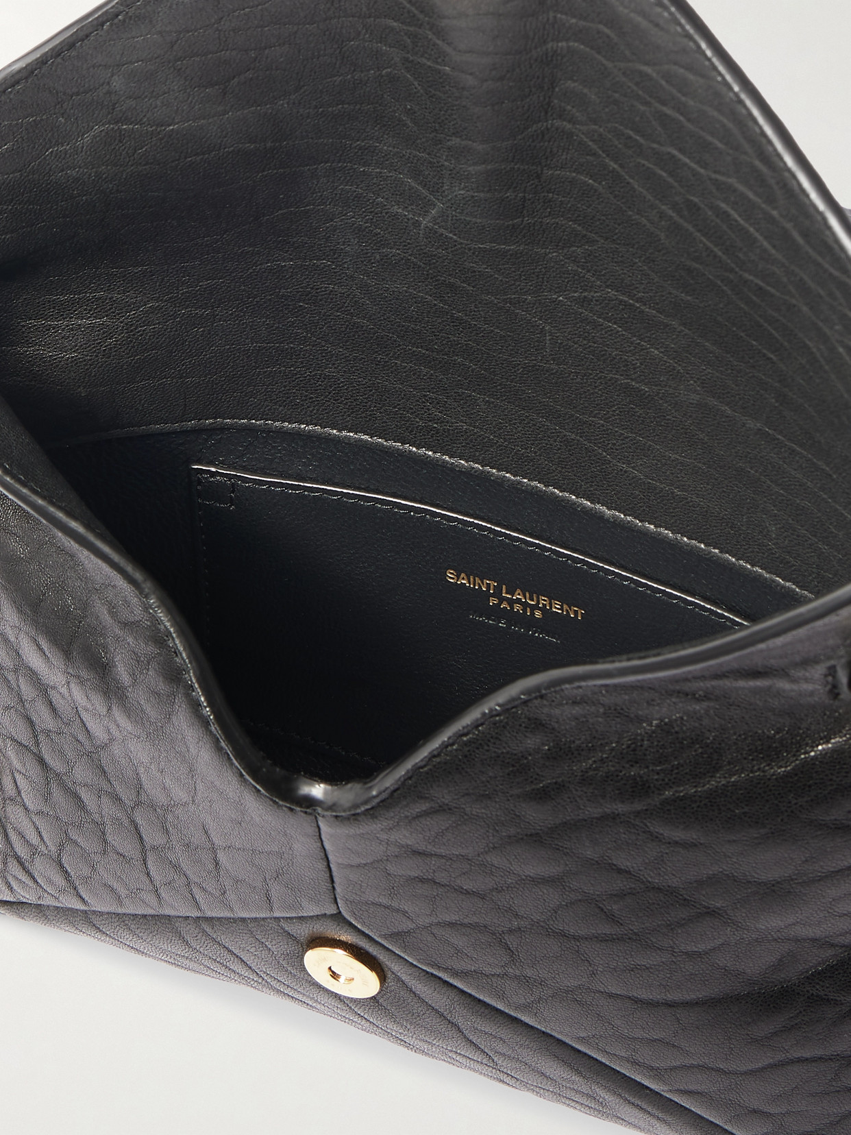 Saint Laurent Cassandre Mini Textured-leather Shoulder Bag In Black